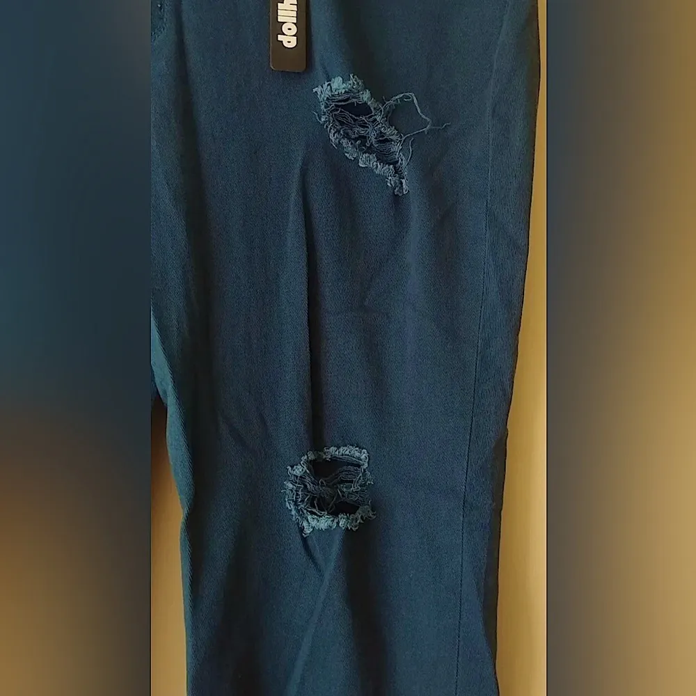 Dollhouse Teal Blue Distressed Skinny Ankle Length Jeans Modcloth Size 20 NEW - Image 3