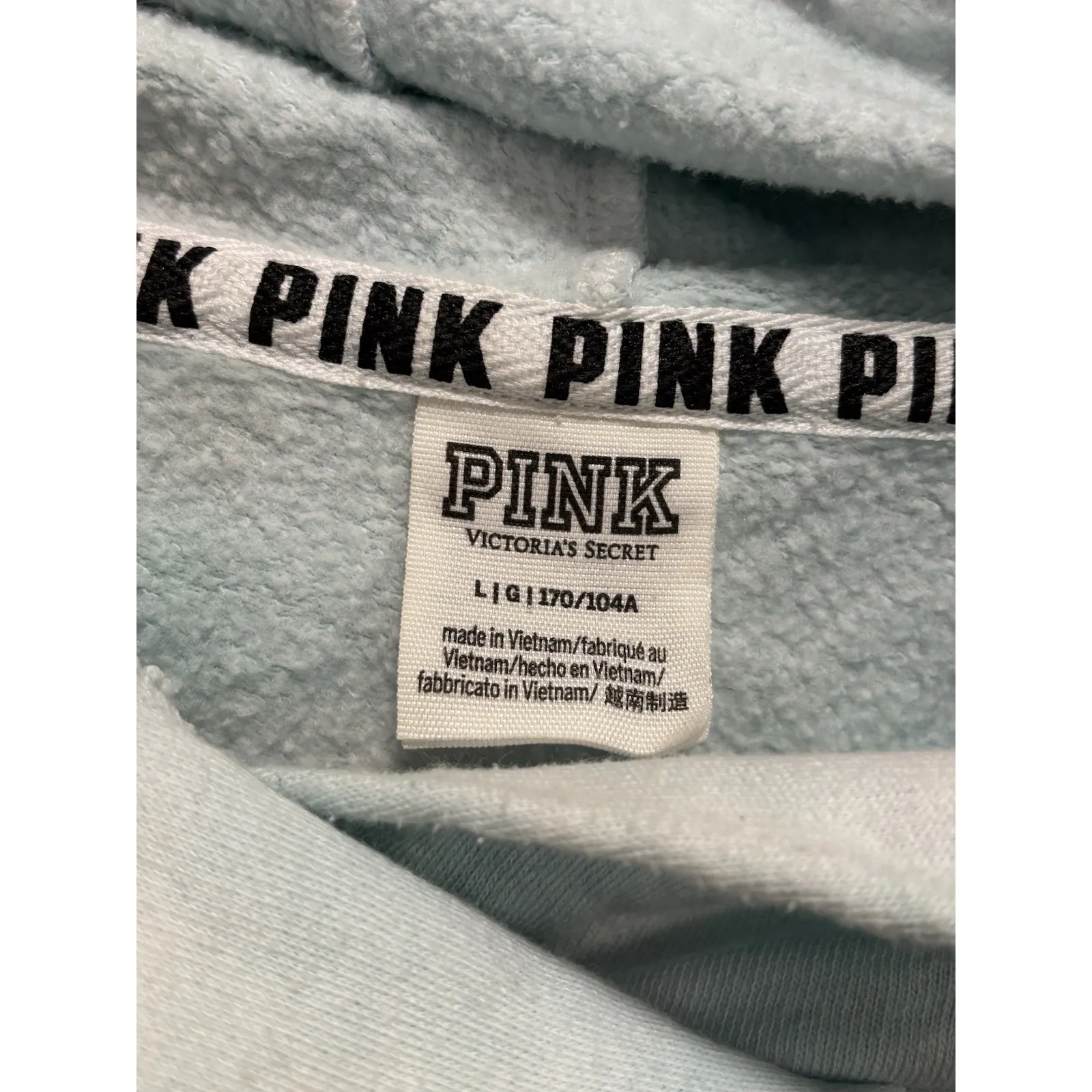 PINK Victorias Secret Tie Dye Blue Hoodie Sweatshirt Size L Logo Oversized Dog Size L - Image 2