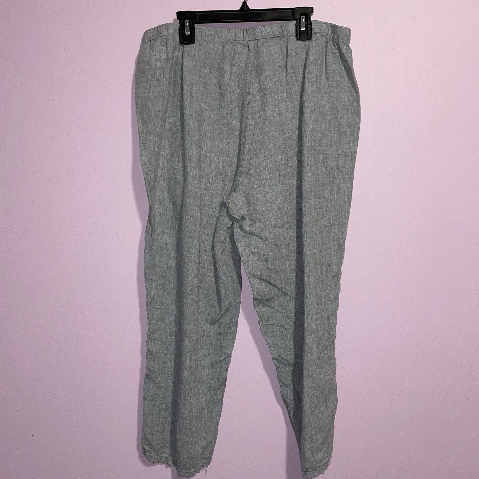Eileen Fisher Organic Linen Pants Women M Pull On Lagenlook Frayed Sustainable - Image 4