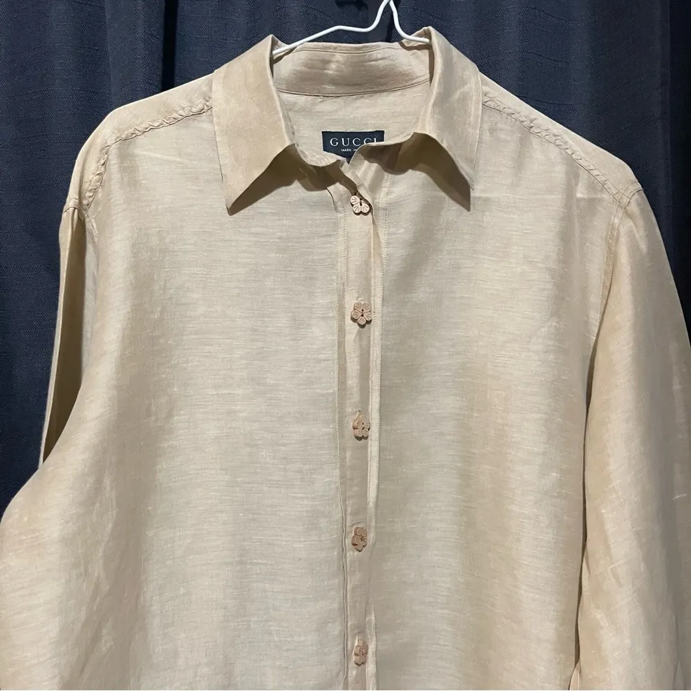 Gucci Authentic Vintage 1990's Cream Button-Up Shirt Zamasport for Gucci - Image 6