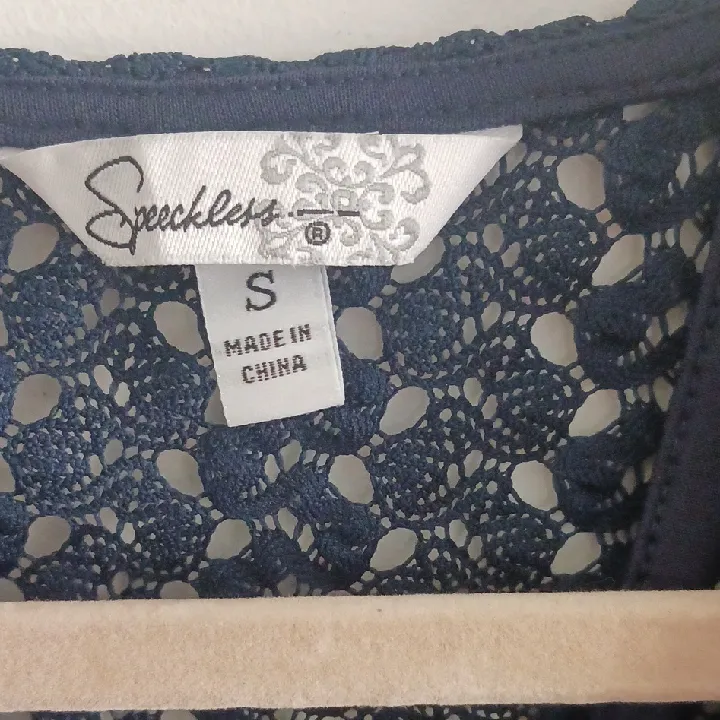 Speechless Navy Crochet Lace Top - Image 2