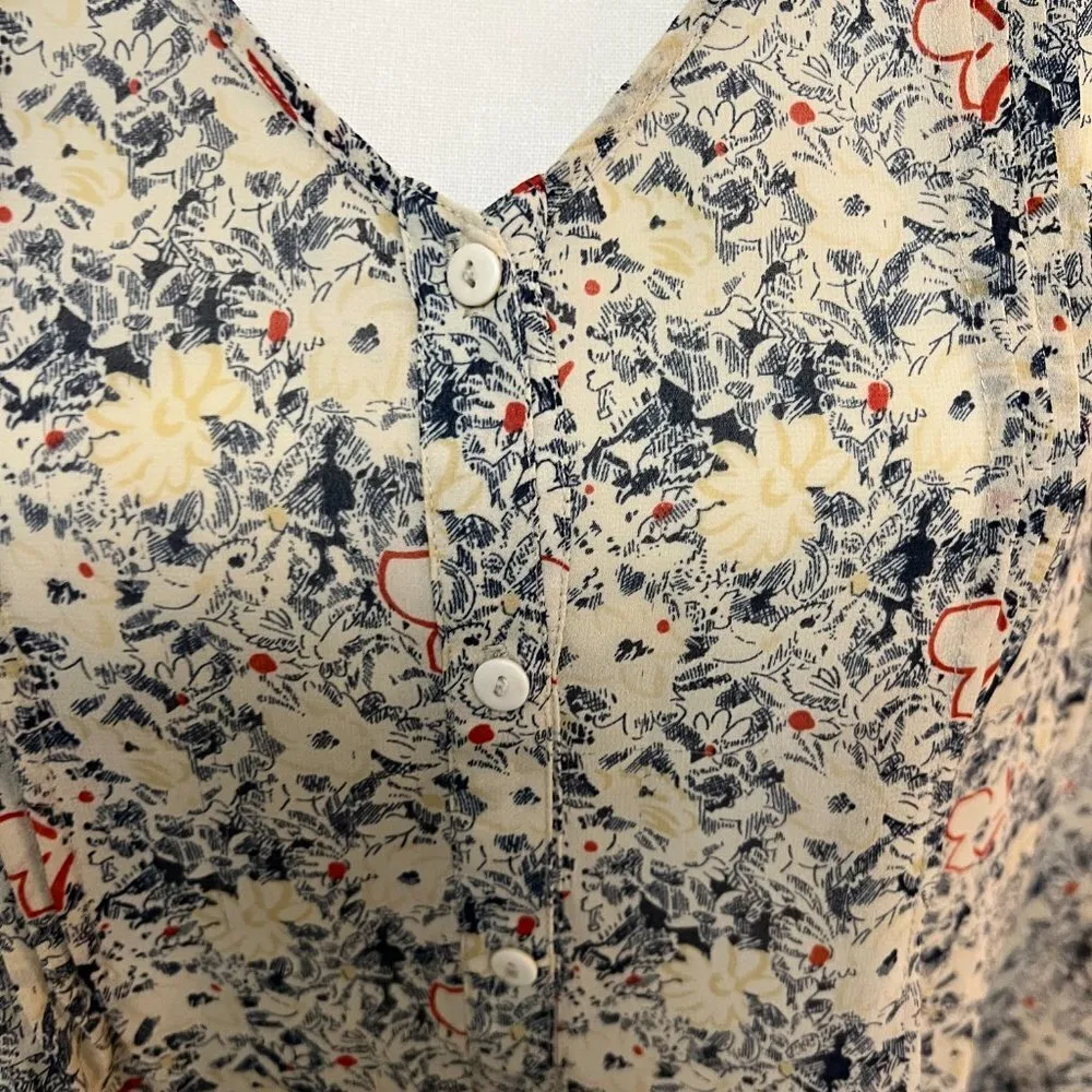 ANTHROPOLOGIE Pine and Needles Sheer Button Down Floral Blouse Size Medium - Image 2