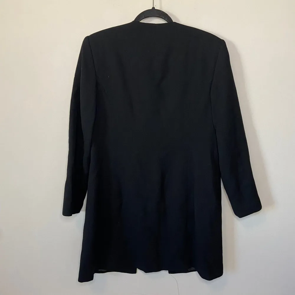 Talbots Black Longline Wool Open Front Blazer Jacket Size 8 Petite - Image 6