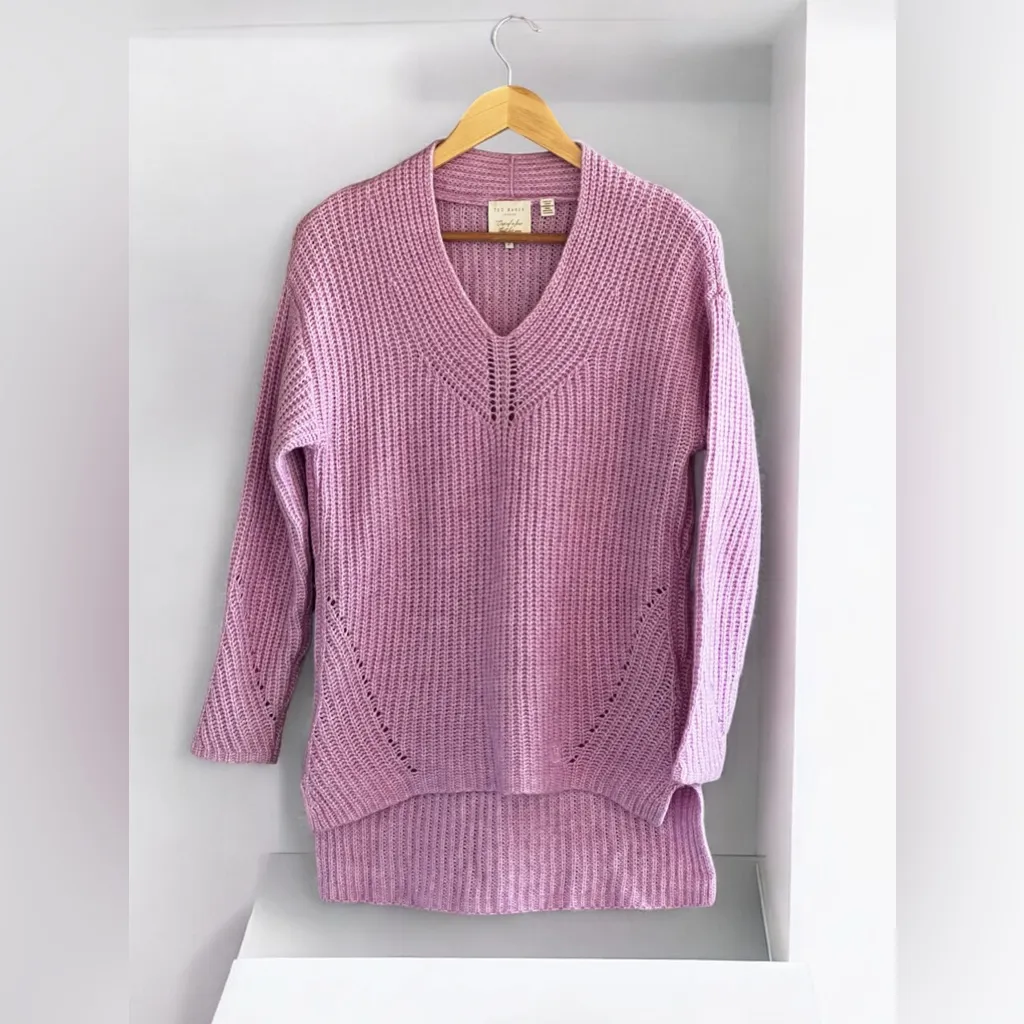 Ted Baker London lilac oversized high-low wool blend sweater - Image 2