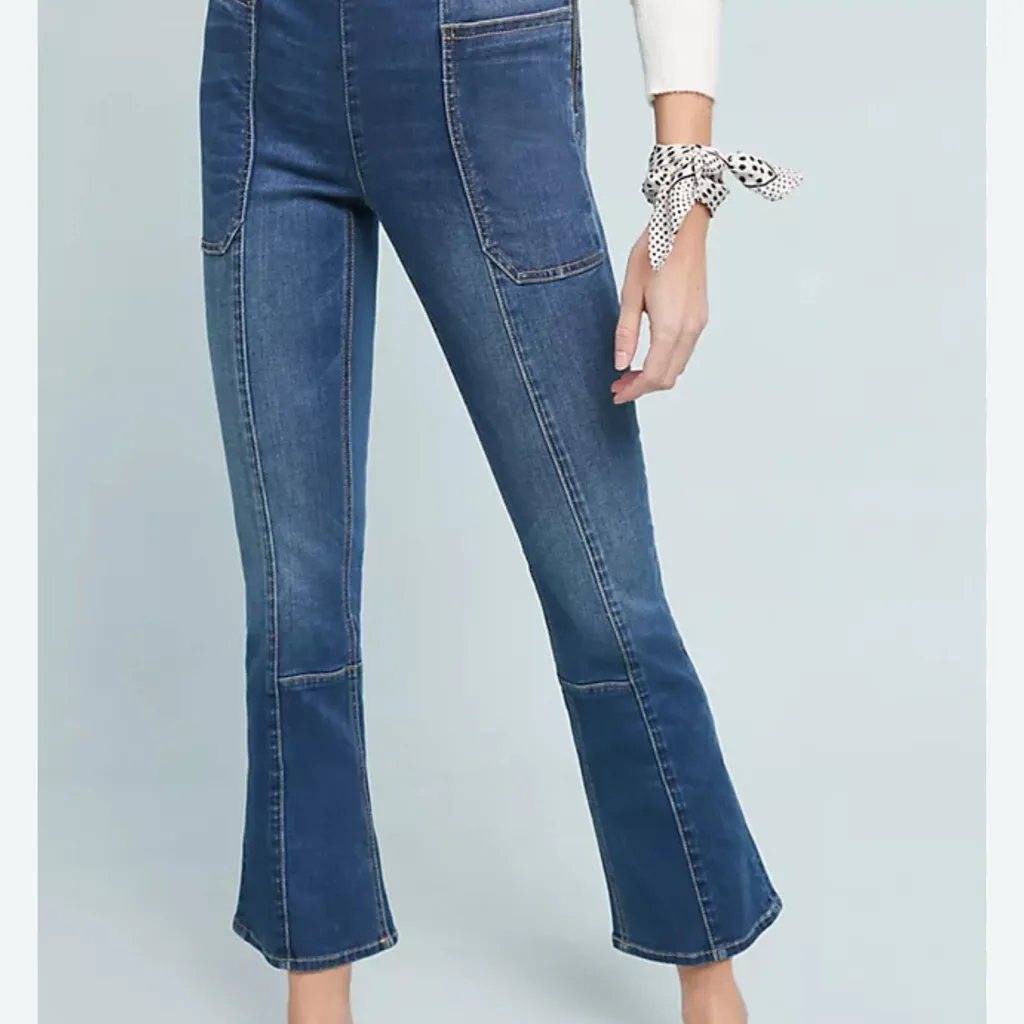 Pilcro Utility High-Rise Cropped Bootcut Pants Women's Blue Flared Jeans Size 27 - Image 2