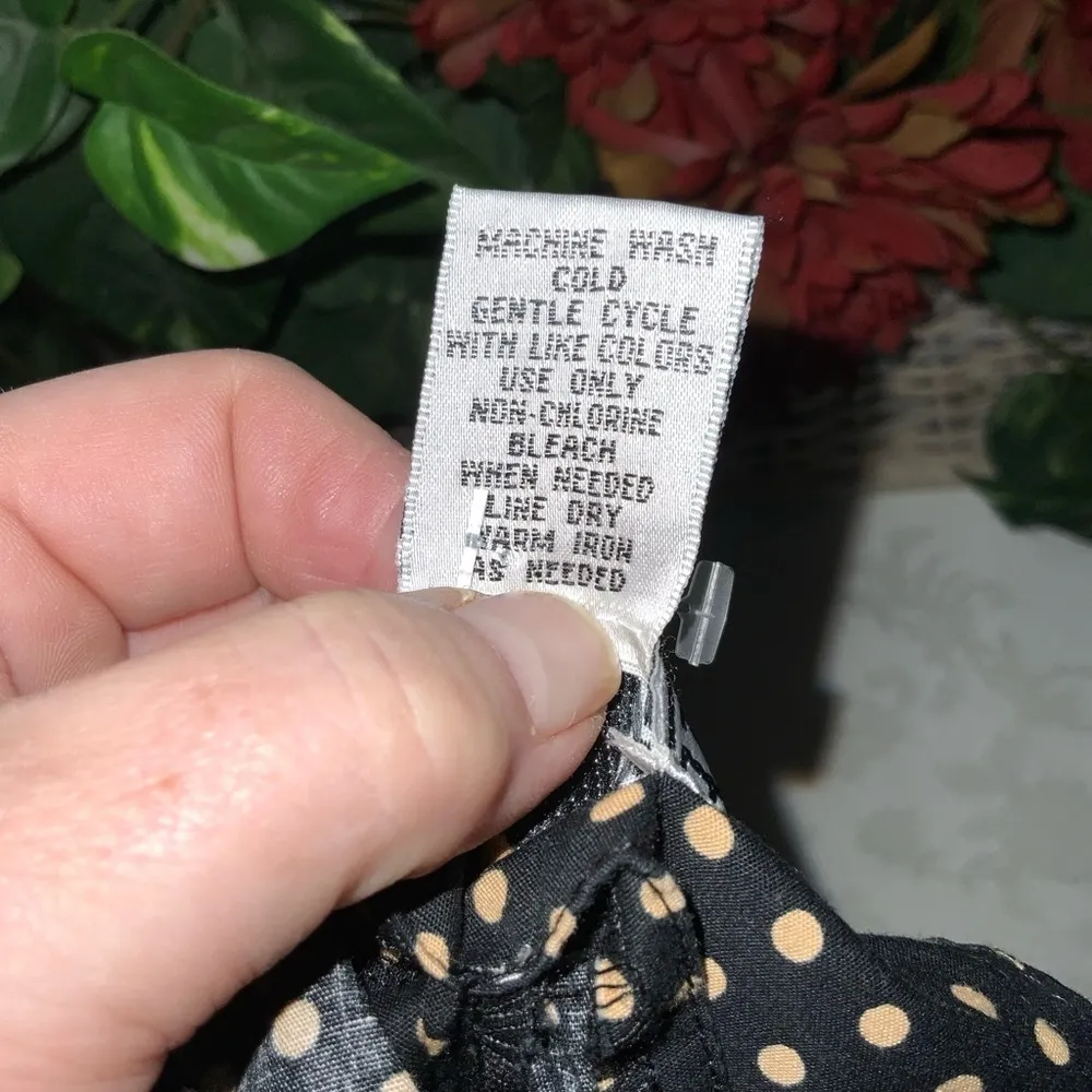 Robbie Bee Black Tan Polka Dots Gathered Full Knee Length Skirt Size 14 - Image 5