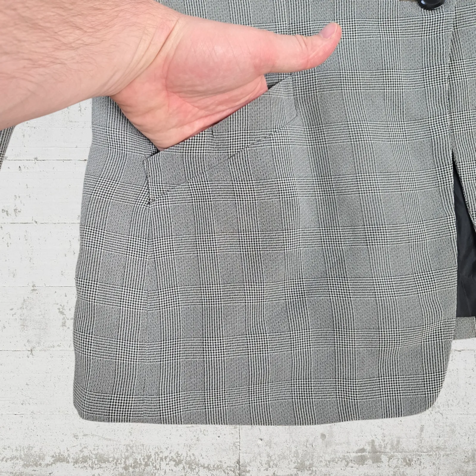 80s Vintage Gray Houndstooth Plaid Harve Benard Single Breasted Blazer Size 16 - Image 6