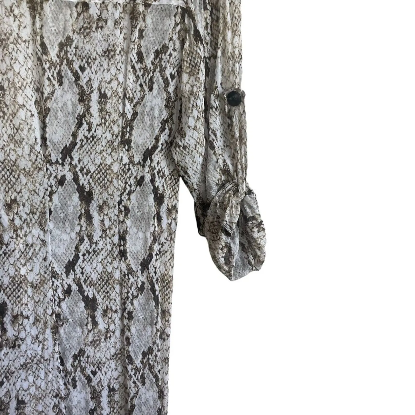 Zara Women Wrap Dress S‎ Reptile Print Surplice Neck High Slits Boho Chic Beachy - Image 5