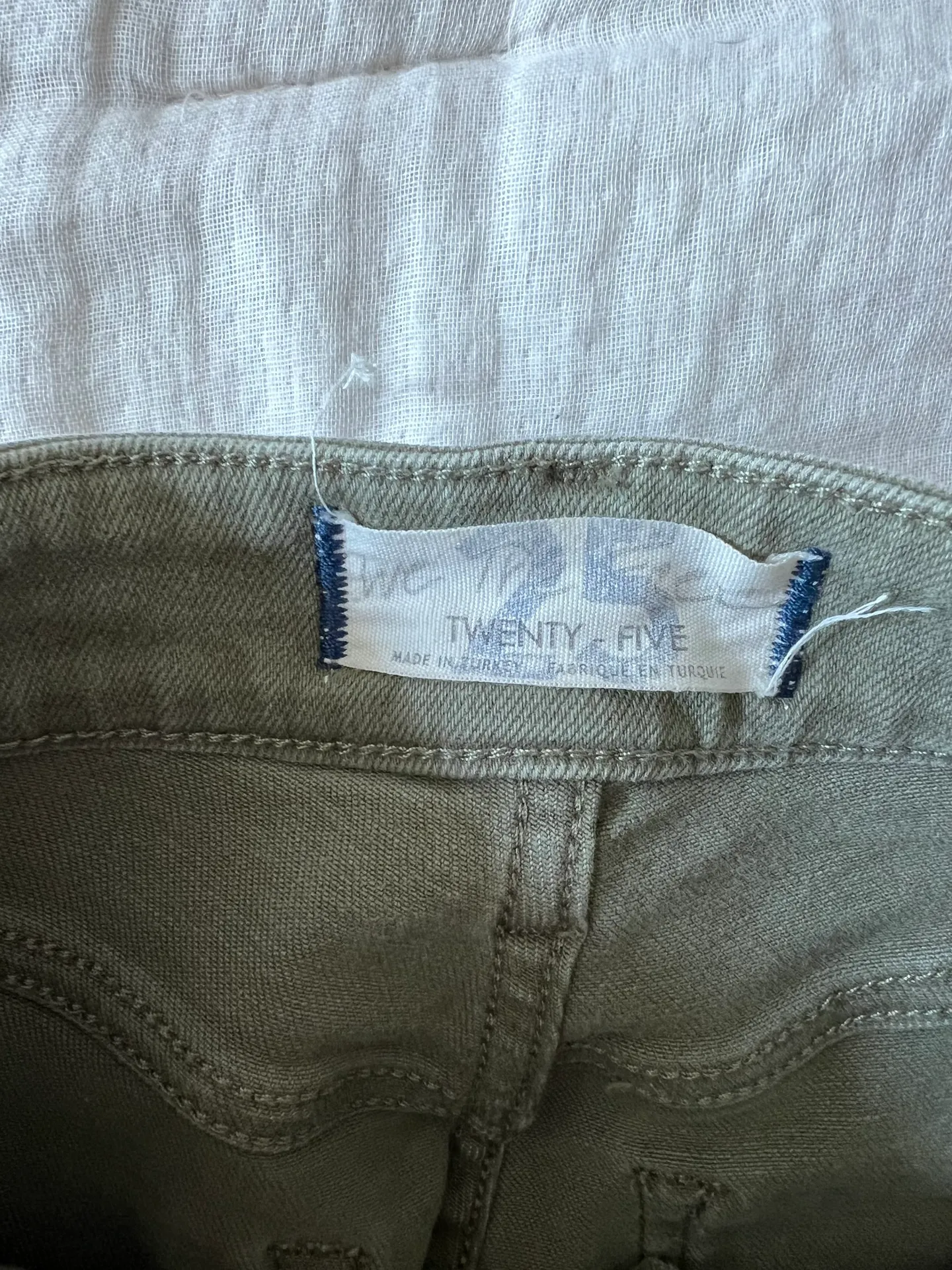 Olive Green Skinny Jeans With Raw Hem  - Image 4