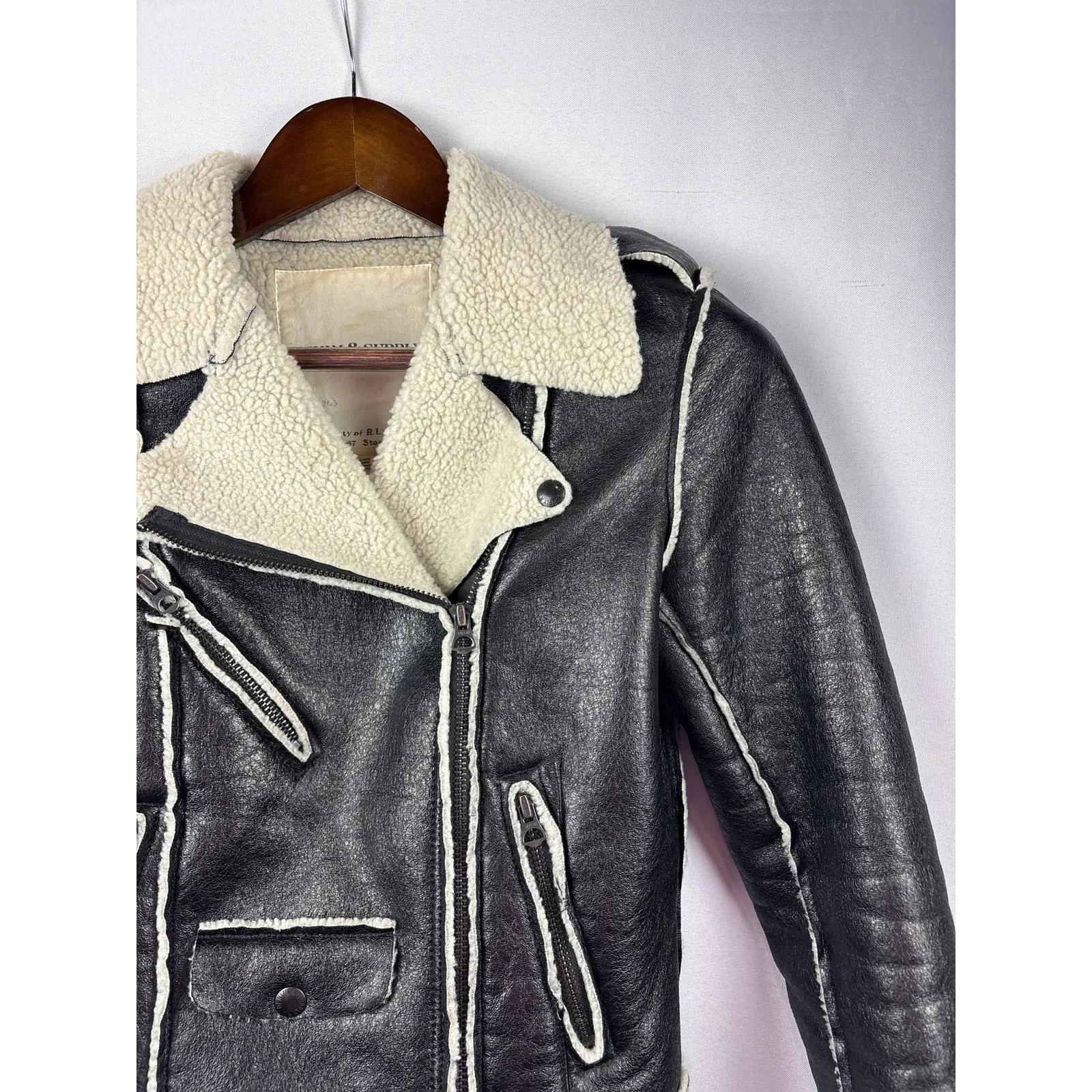 Women’s Denim & Supply Ralph Lauren Small Black Suede Fur Lined Jacket - Image 2