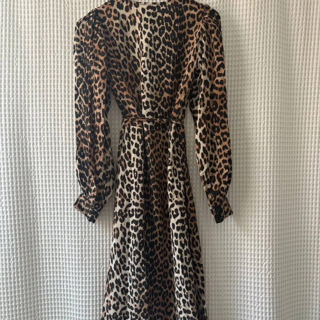 Ganni NWT silk viscose midi length long sleeve wrap dress women's size 36 / 4 - Image 5