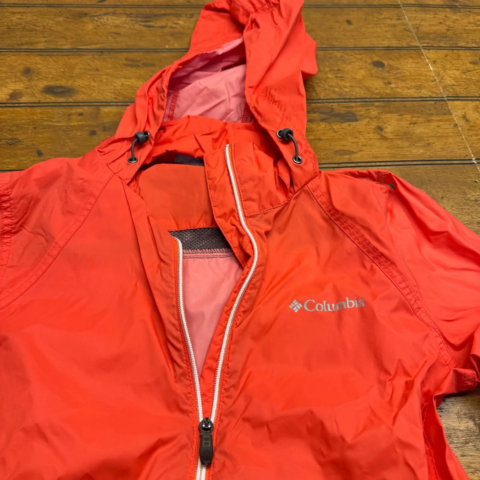 Columbia Sportswear Orange Hooded Lightweight Zip Up Jacket Womens Size S‎ - Image 2