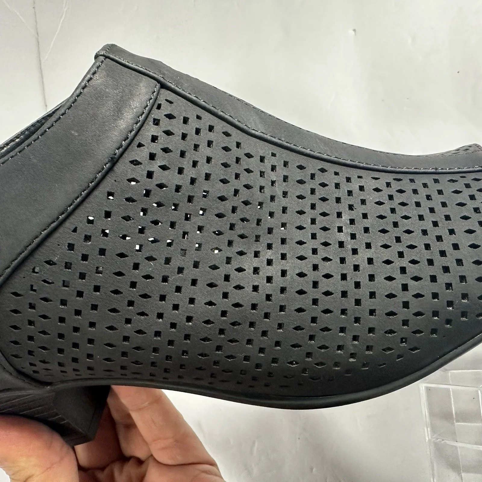 Easy Street Black Perforated Peep-Toe Booties - Women's Size 10N - Image 8