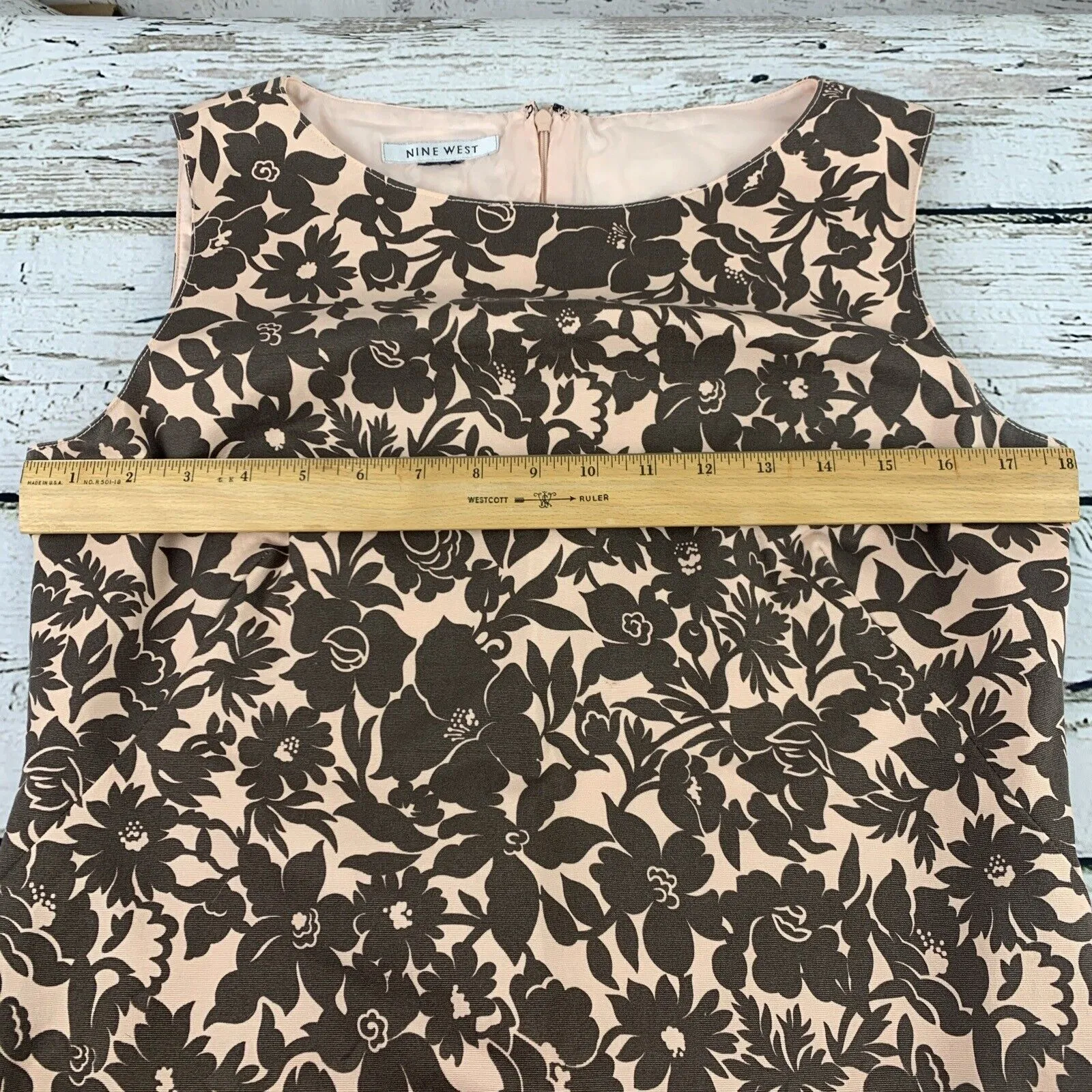 Nine West Sheath Dress [Size S/M] Sleeveless Floral Print Zipper Back‎ Stretch - Image 4