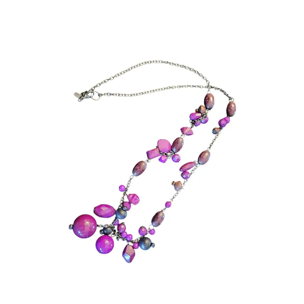 Liz Claiborne Purple Beaded Necklace Fashion Jewelry Statement‎ Piece - Image 2