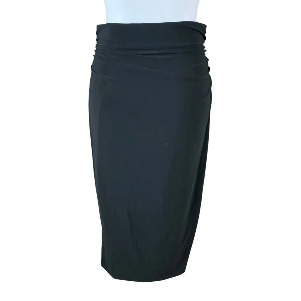 White House‎ Black Market Black Ruched Midi Skirt Small Draped Stretch Cocktail - Image 3