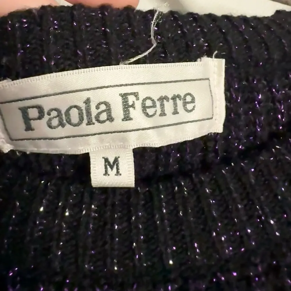 Vintage Paola Ferre Metallic Purple Black Long Sleeve Sweater Dress Medium - Image 3