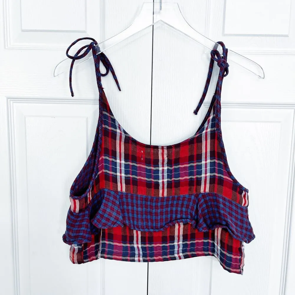 Urban Outfitters Jo Plaid Tie-Shoulder Cropped Top - Image 8