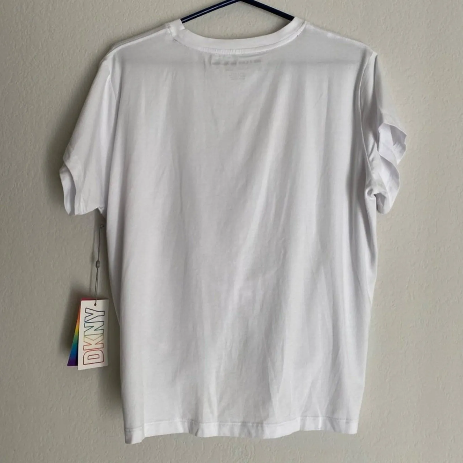 DKNY shirt white pride‎ LGTBQ knot top athleisure casual NWT size S - Image 7