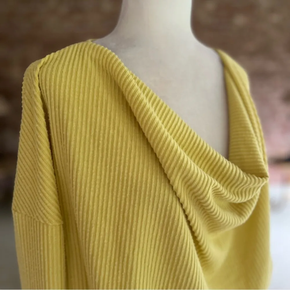 Urban Outfitters Yellow Draped Neck Crop Ribbed Knit Sweater S - Image 13