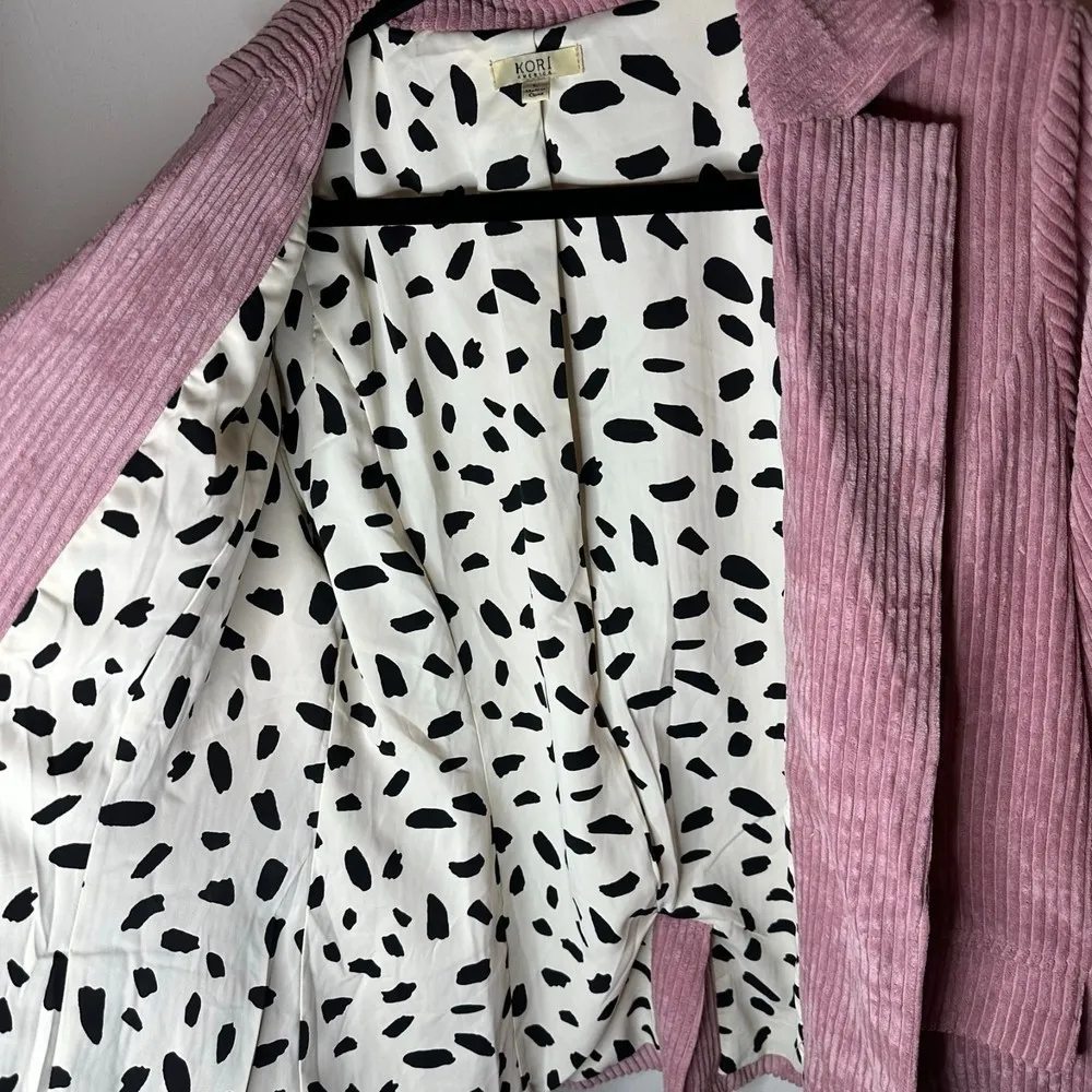 Kori America Corduroy Double Breasted Blazer Preppy Jacket Light Pink Large - Image 9