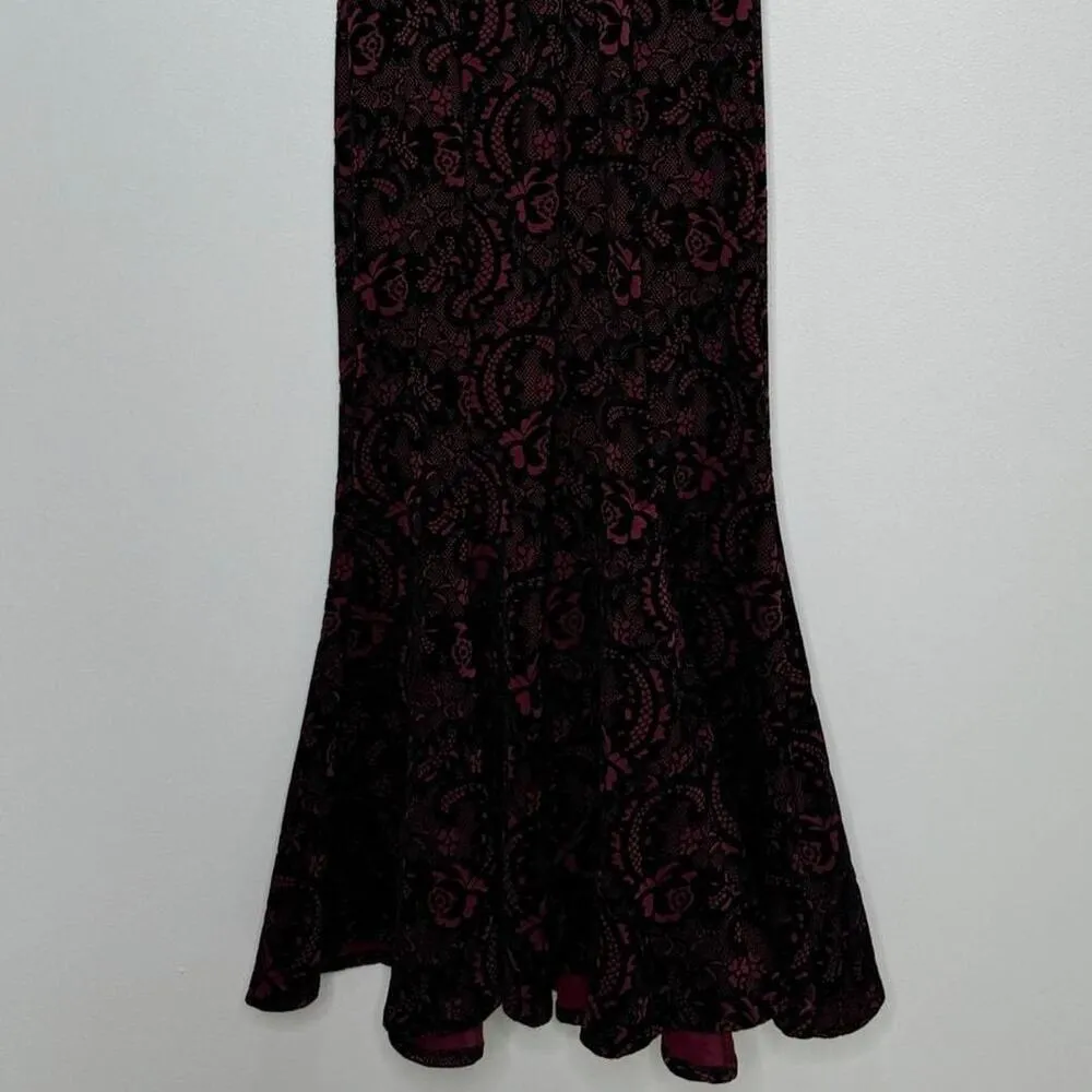 Bailey Blue Mermaid Dress Women Large Red Black Velvet Baroque Formal Gown Event - Image 10