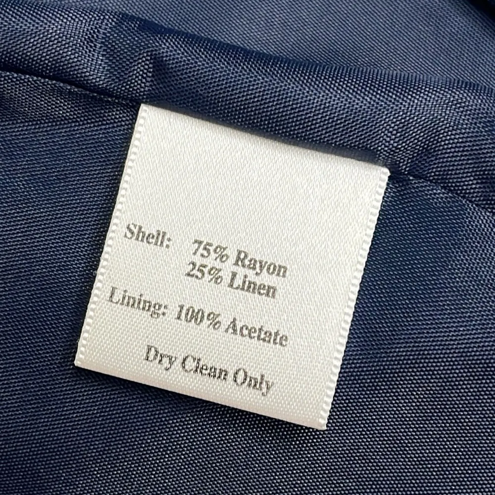 Talbots linen blend blue button front blazer jacket boyfriend longline - Image 5