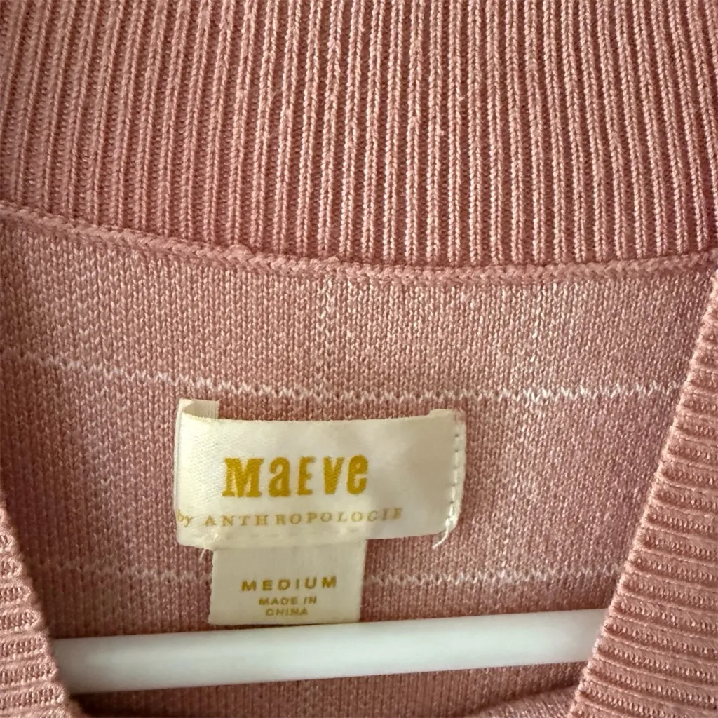 Maeve by Anthropologie Pink & White Checkered Mock Neck Knit Top - Image 3