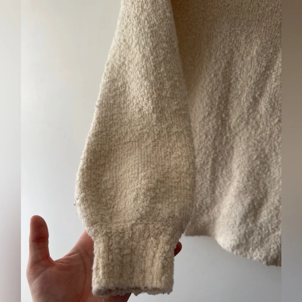 Aerie Cream Wool Oversized Popcorn Texture Mock Neck Sweater - Image 4