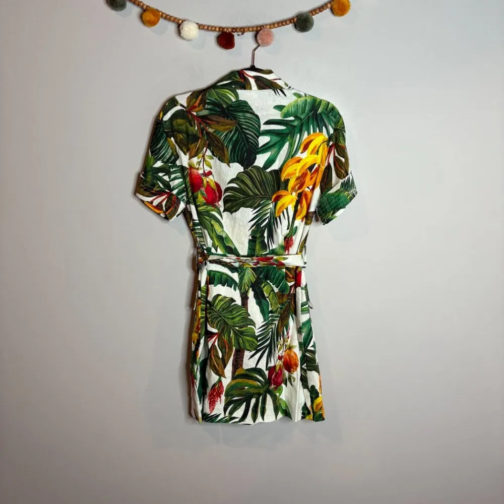 NWT House of Harlow 1960 linen blend tropical print utility dress - Image 5