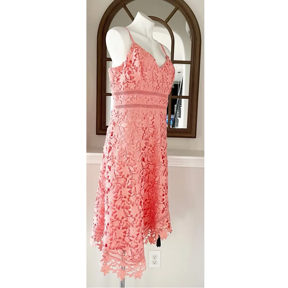 Eliza J. Asymmetric Hem Lace Dress in Pink, Size 12 New w/Tag - Image 3