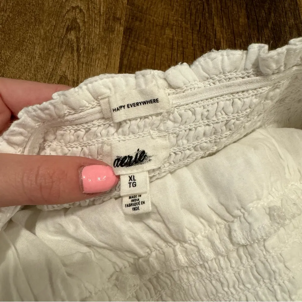 NEW Aerie White Spring Eyelet Fling Mini Dress Sz XL Halter Tie Floral - Image 10