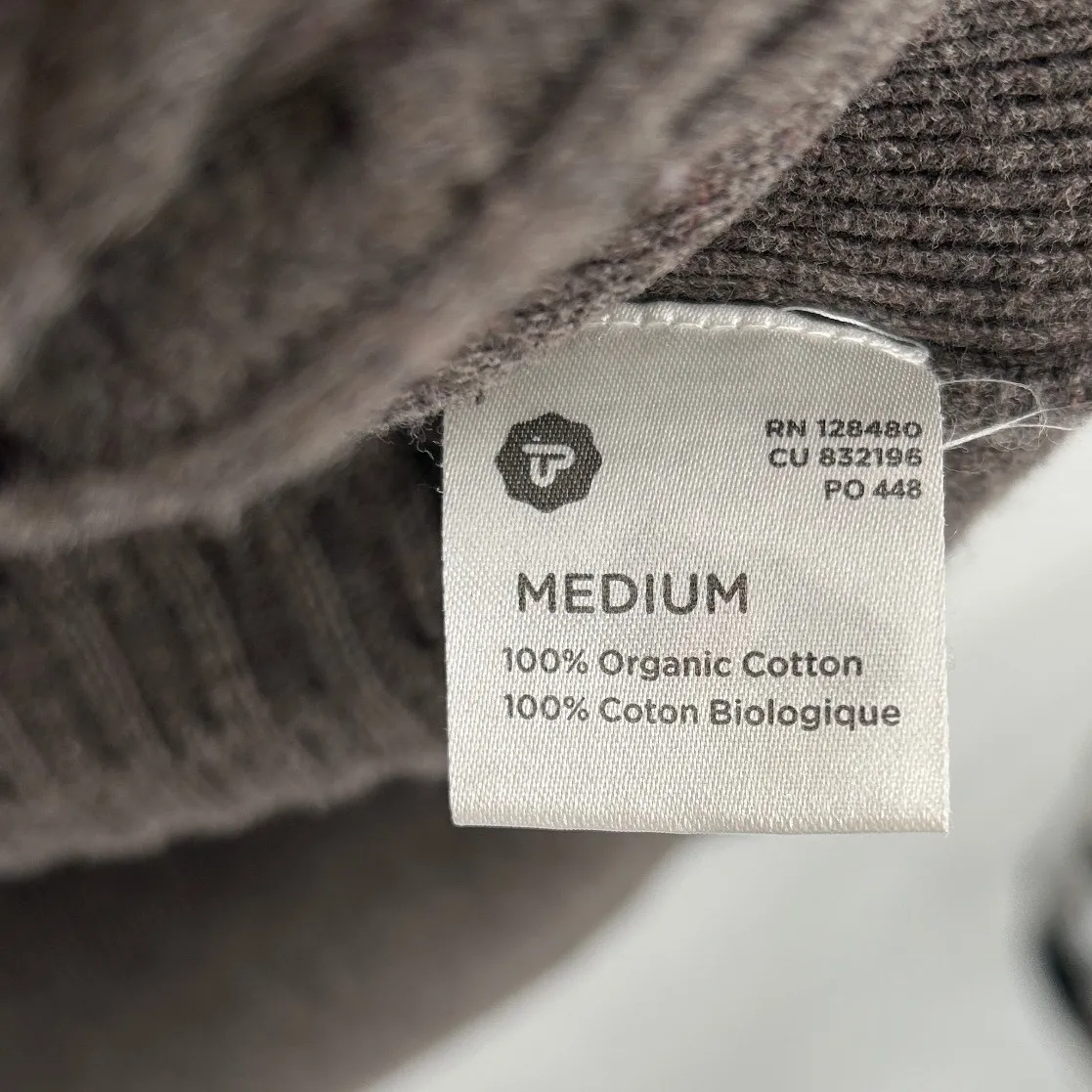 Pact Womens Organic Cotton Cable Knit Crew Neck Sweater Tunic Size Medium Brown - Image 5