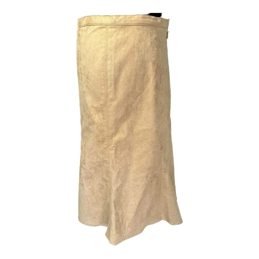 Liz Claiborne Faux Suede Tan Skirt Sz 6 - Image 5