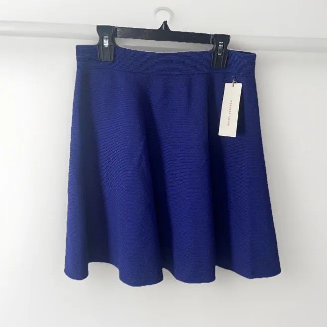 NWT Rebecca Taylor Ribbed Knit Skirt High Waist Full Circle Skater M Cobalt Blue - Image 2
