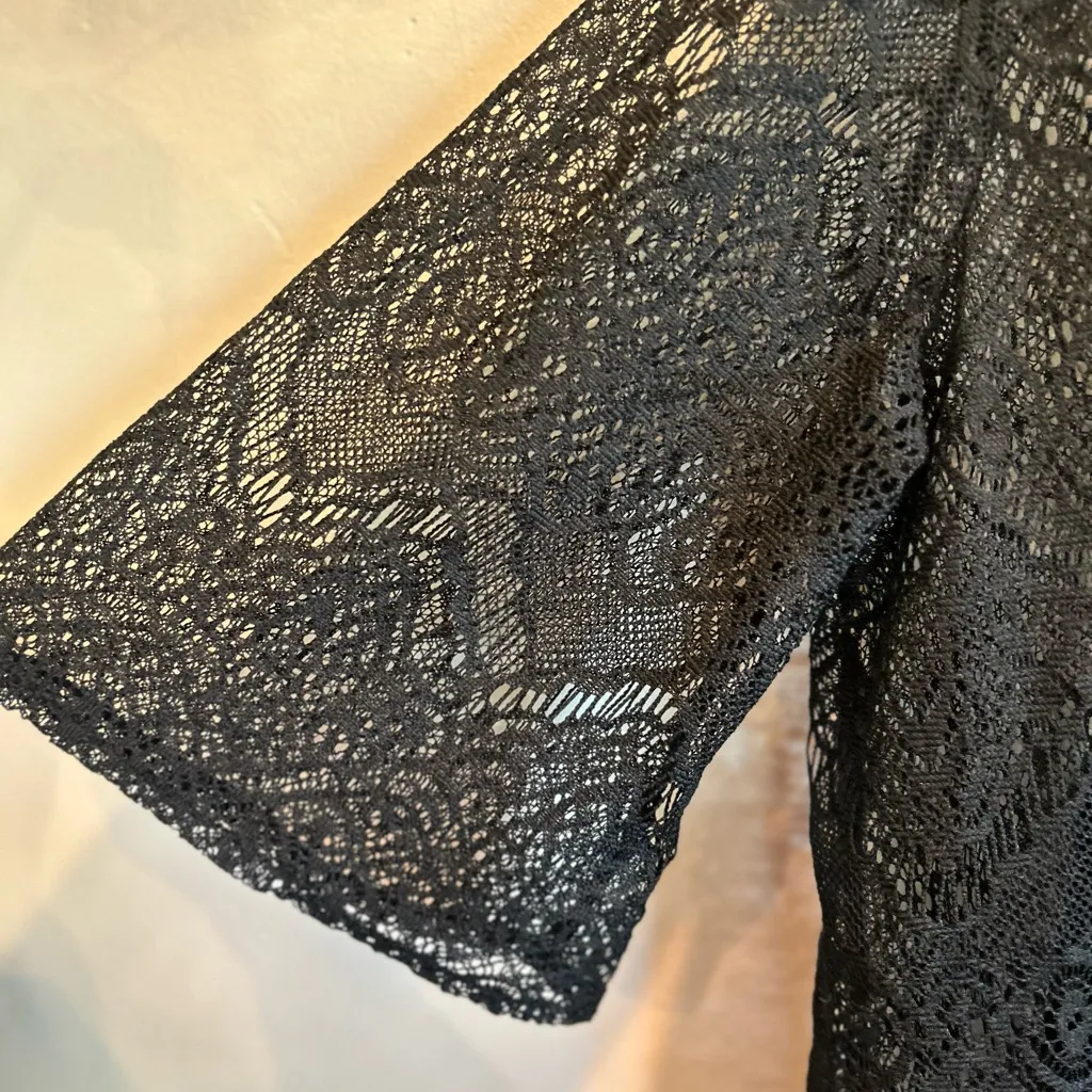 Indigo Rose Woman’s Black Lace Open Kimono Cardigan Sz 2X - Image 2