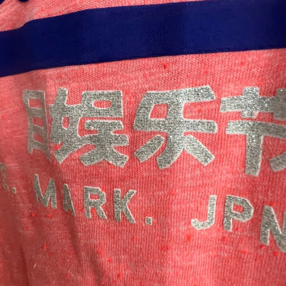 SuperDry MEDIUM Orange Tee Shirt T-Shirt Fitted Short Sleeve Japanese Glitter - Image 6