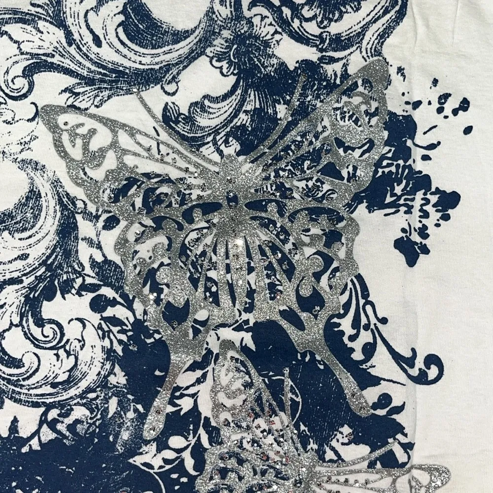 L.A. Blues NWT Size 4X White - Butterfly Graphic Print Knit Top Shirt - Image 4