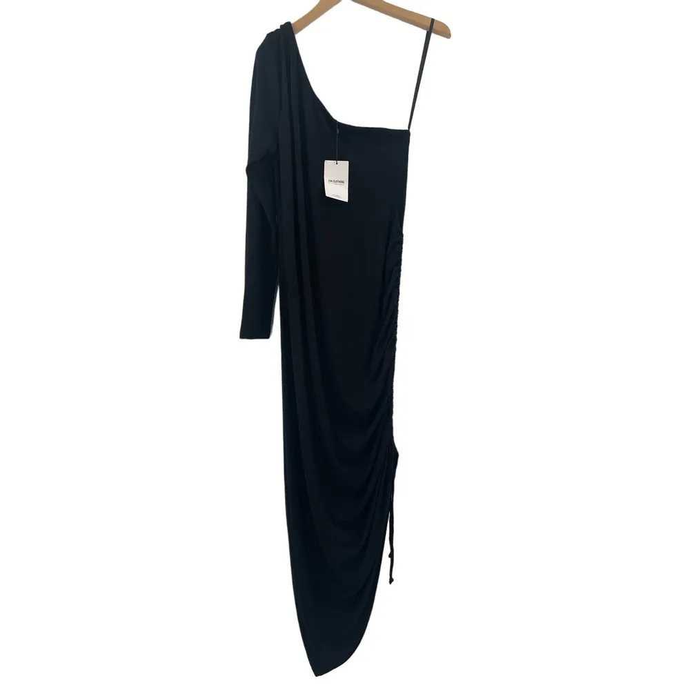 LNA CLOTHING Dress Size 1X Plus Size Milou One Shoulder Ribbed Black Curvy NWT - Image 2