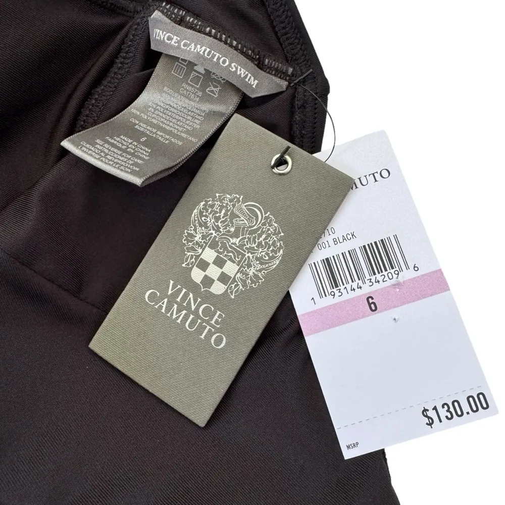 NWT Vince Camuto Tie Front Key Hole Halter One Piece Swimsuit Black Size 6 - Image 8