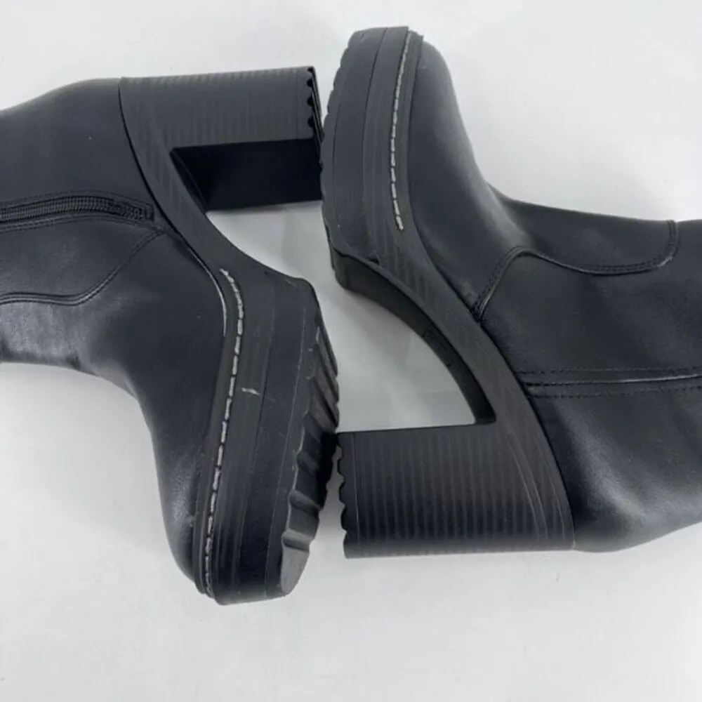 Sun + Stone Women's Faux Leather Block Heels Ankle Boots‎ Shoes Black Size 9 - Image 2