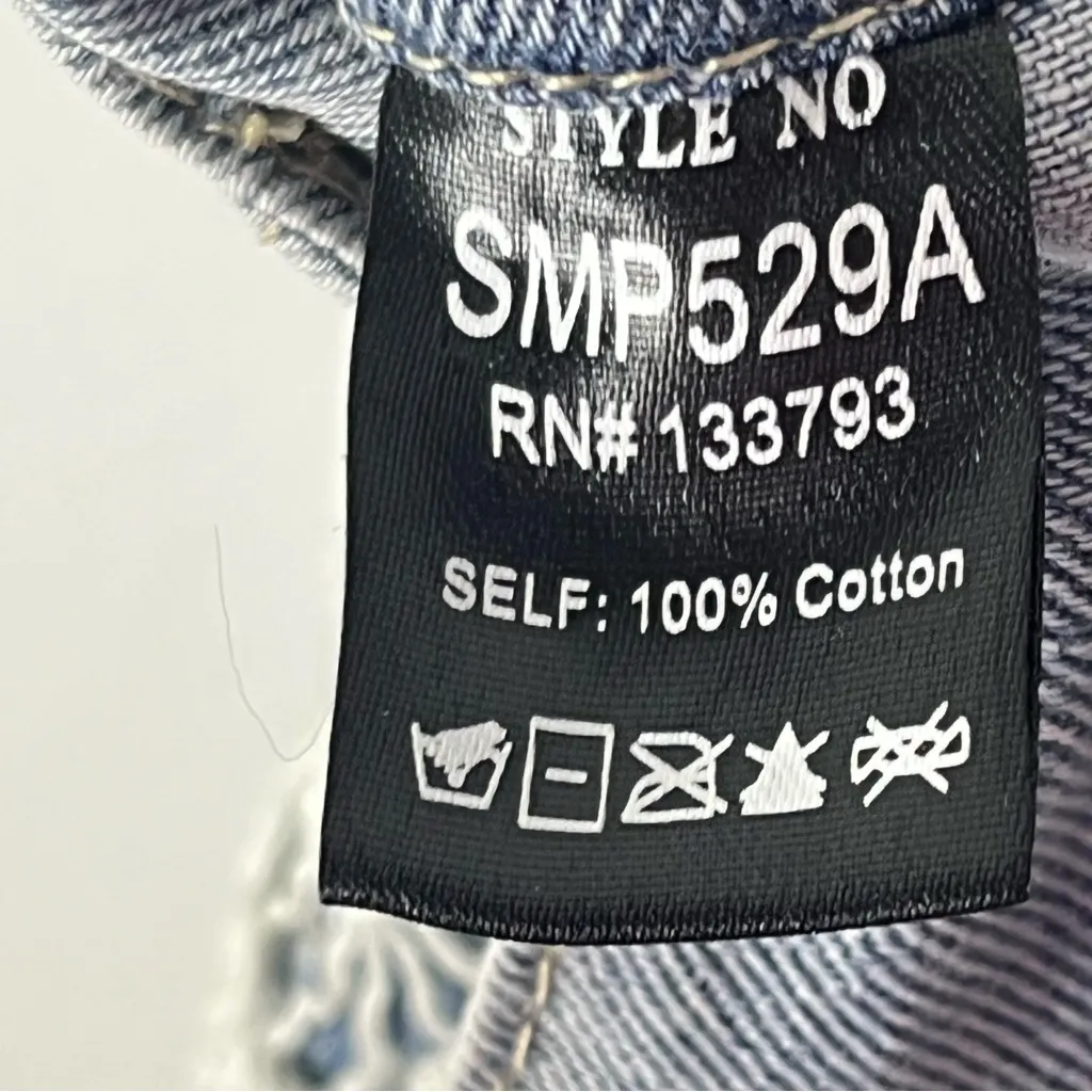 POL Light Wash Ultra High Rise Ripped Distressed  Pockets Tie Waist Jeans Medium - Image 4