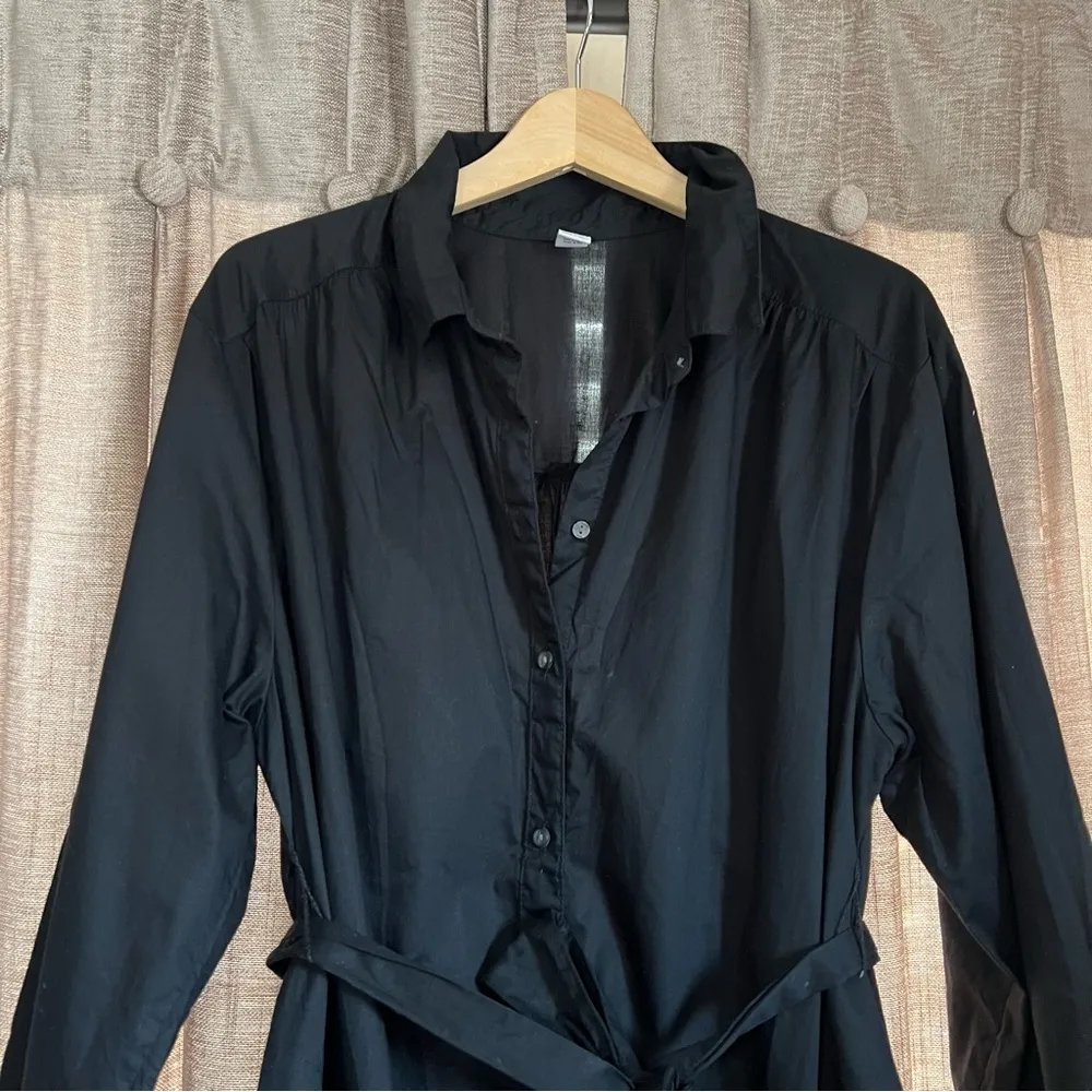 Old Navy Black Maternity Midi Collared Long Sleeve Shirt Dress Size Large - Image 6