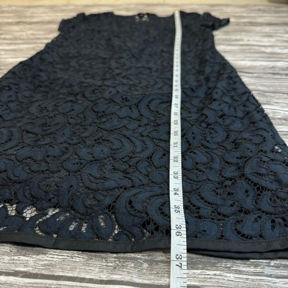 Ann Taylor LOFT Women's Lace Overlay Mini Dress 4T 4 TALL Tie Neck Zip Zipper - Image 14