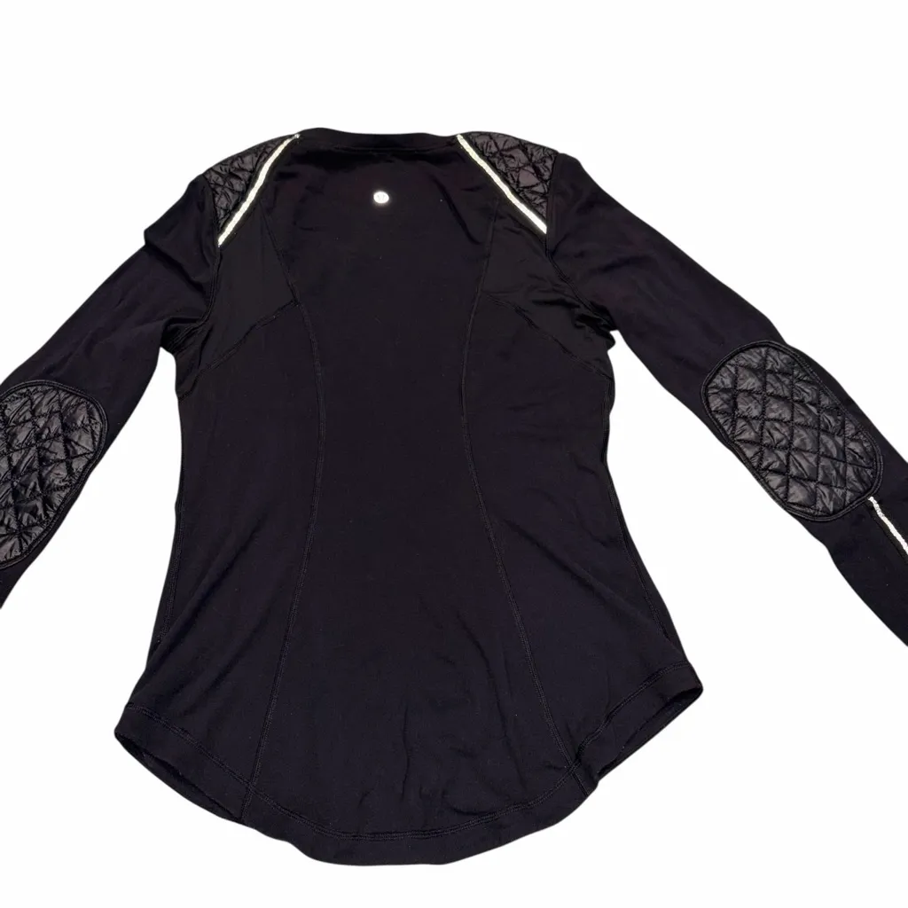 Lululemon Black Quilted Detail Ice Queen Long Sleeve Crewneck Top size 6 W36575 - Image 9