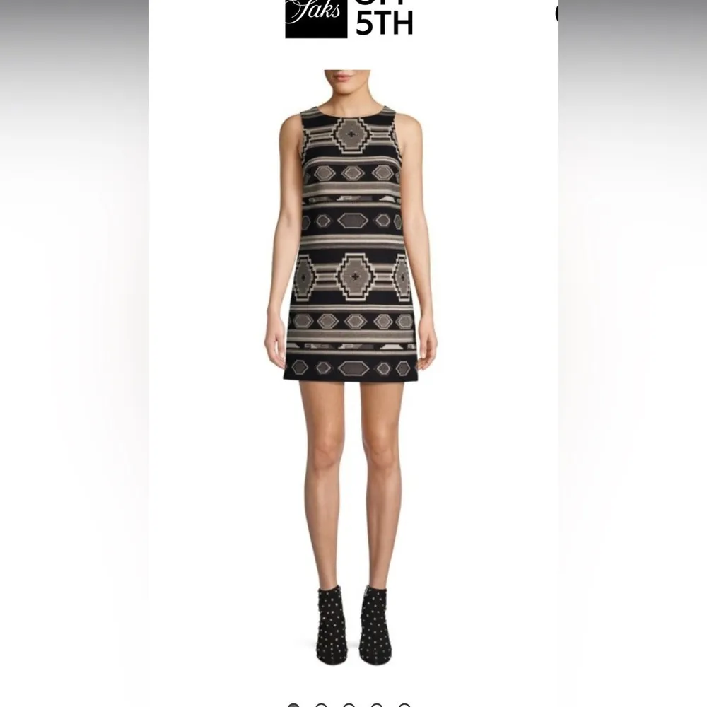 Alice + Olivia Clyde A-Line Shift Dress in Black and White Sz S‎ - Image 2