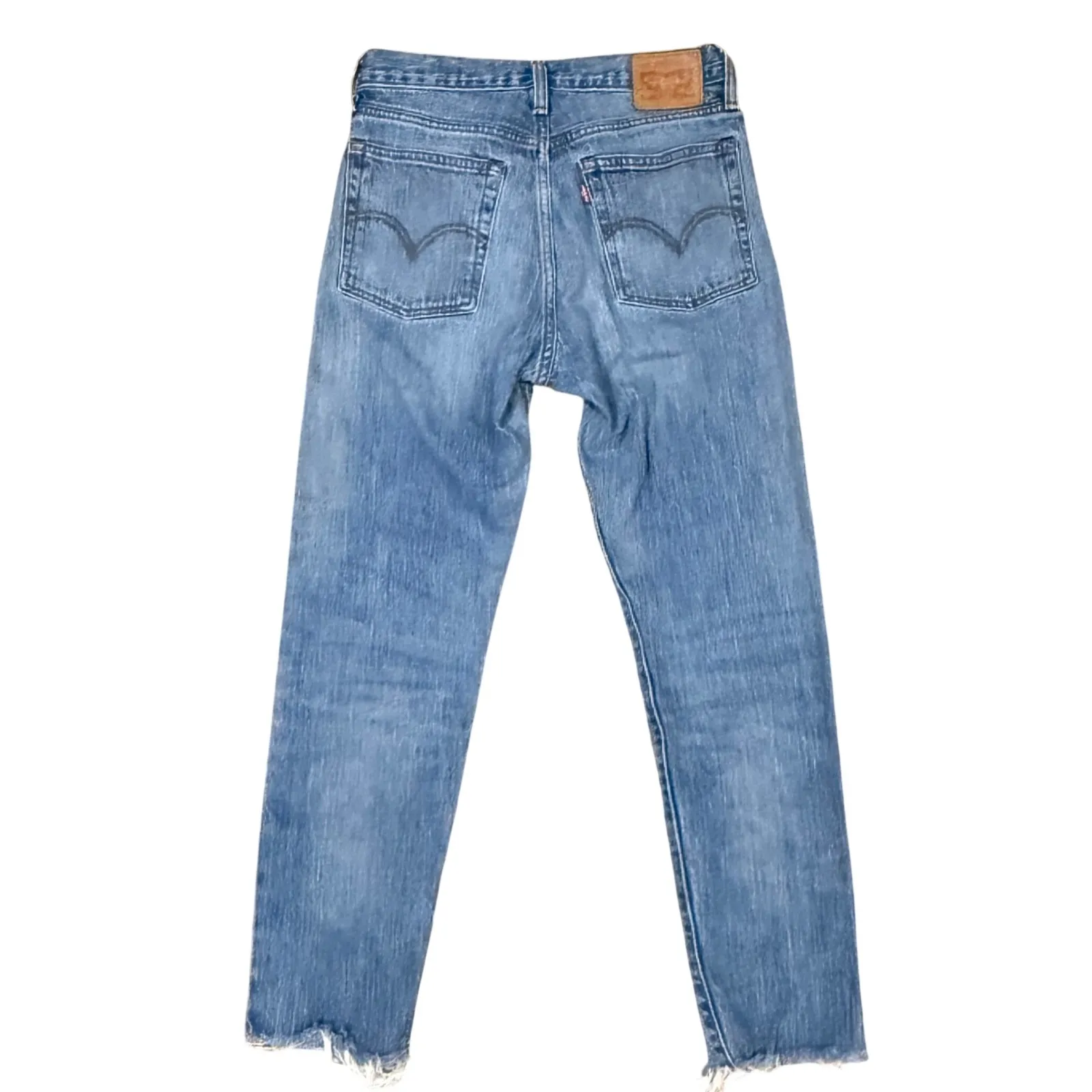 Levis White Oak Cone Denim Jeans Womens 27x27 Blue Button Fly Fray Wedgie Ankle Size 27 - Image 3