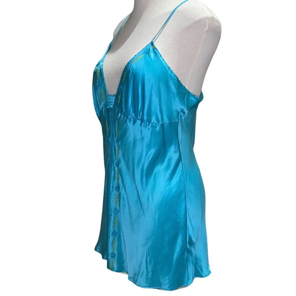 Victoria's Secret 100% Silk Vintage Chemise Nightie Beadwork Embellished M - Image 3