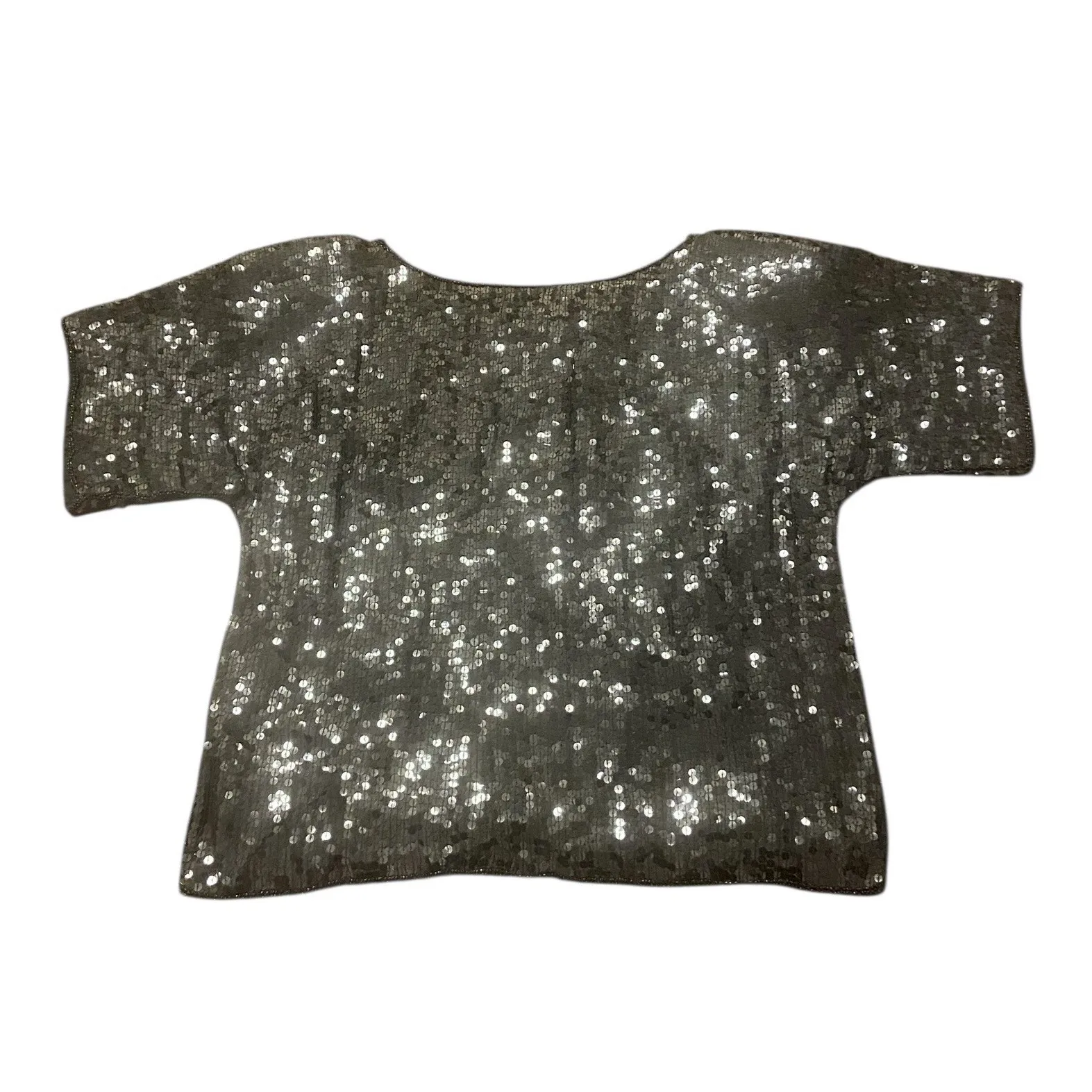 Vintage‎ Jean for Joseph Le Bon 100% Pure Silk Black Sequin Top Women's Size L Size L - Image 2