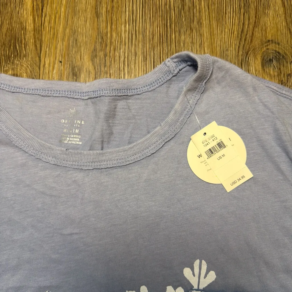 NWT Offline by Aerie Sledding Home for the Holidays Blue Winter Snowflake Tee - Image 4